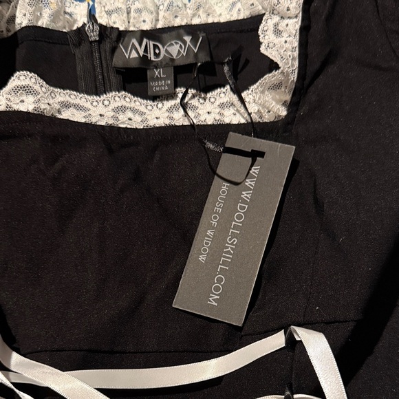 Adult’s Black and White Dress with Lace Details - Picture 2 of 4